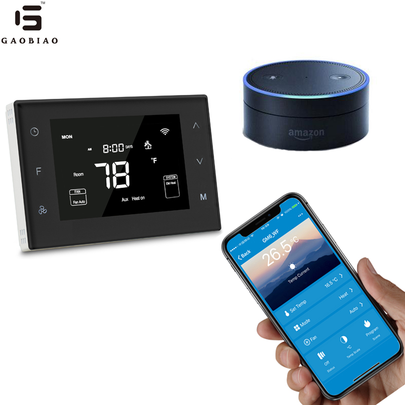 Smart WiFi 7 Day Programmable LCD Multistage Thermostat for Heat Pump, Compatible with Alexa
