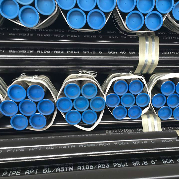 API 5L Gr.B seamless steel pipe fixed length with black painting/beveled end/end caps