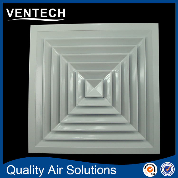 Square 4 Ways Air Diffusers, Aluminium HVAC Lay in Ceiling Square Diffuser