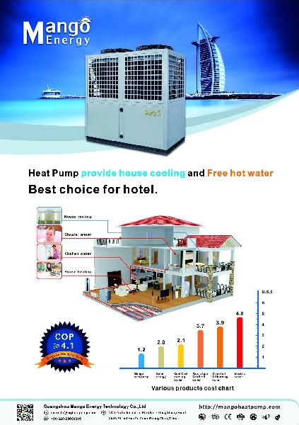 Three in One R410A Monoblock DC Inverter Air to Water Heat Pump with American Compressor.