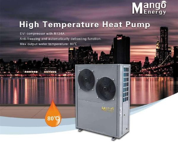 High Temperature Water Heater 80 Degrees Air to Water Heat Pump R134A Refrigerant