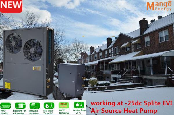 Energy Saving and Stable Frequency Conversion Technology of High Temperature Hot Water Split-Type Was Obtained Through Evi