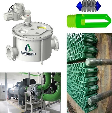 Online brushing condenser tubes to achieve an effective heat transfer rate