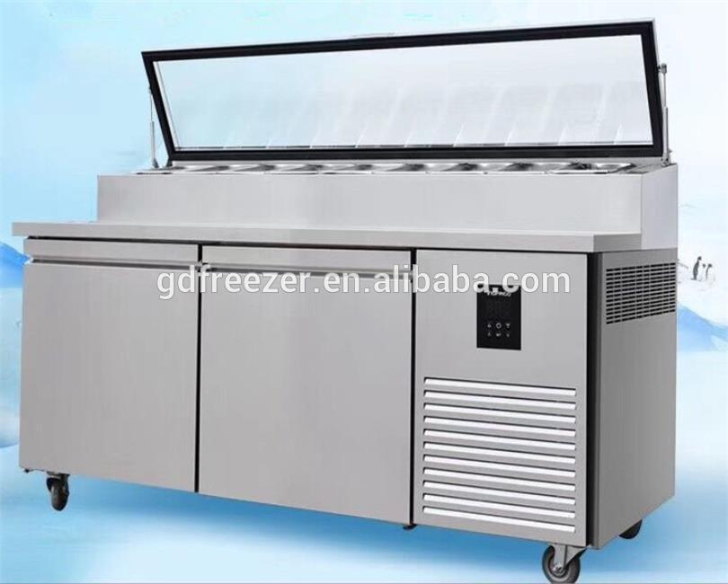 New Design Restaurant Pizza Salad prep refrigerated table with glass lid