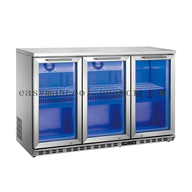 Optional Led Lighting Back Bar Refrigerator Stainless Steel Body Fan Cooling Inside