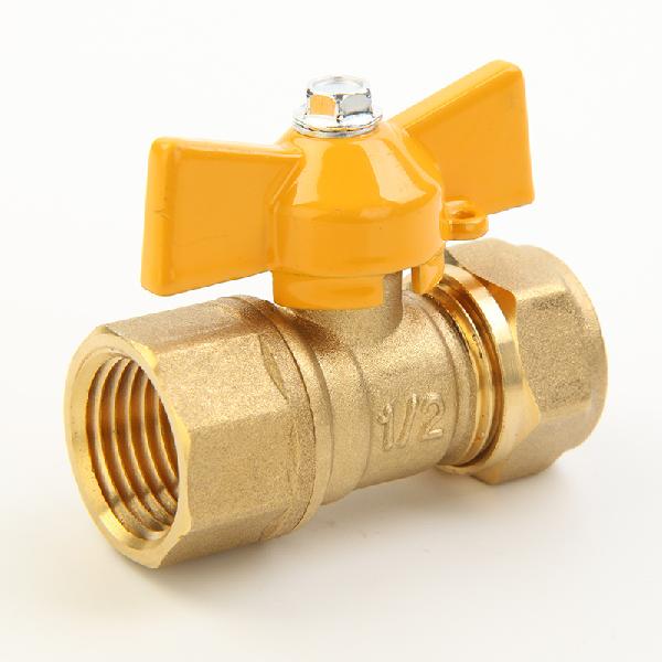 Yellow Butterfly Handle Brass Gas Valve for Pex Pipe