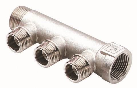 Brass Forged Three Way Manifold for Underfloor Heating