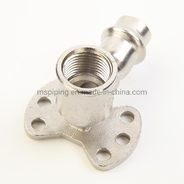 V Type Stainless Steel Fittings- 90 Degree Elbow with Wall Plate at Good Price