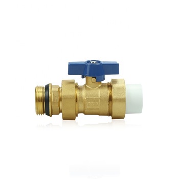 Cheap and fine blue handle brass ball valve with meter