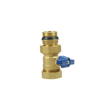 Cheap and fine blue handle brass ball valve with meter