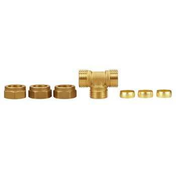 Active female tee coupling barrel tee fittings with swivel nut compression fittings cc type
