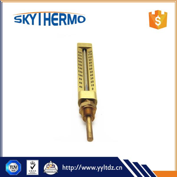 Straight series aluminum shell v-shaped industrial glass thermometer
