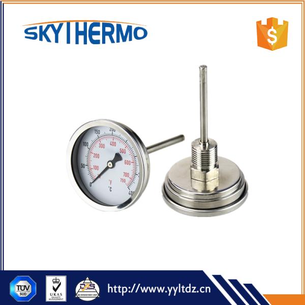 full stainless steel 304 material water testing boiler bimetal 120c thermometer