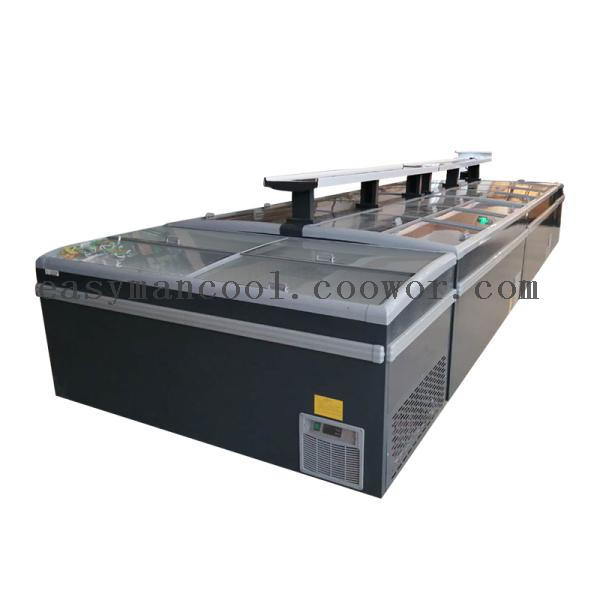 Commercial Plugin Island Chiller and Deep Freezer CE Supermarket island freezer for food frozen