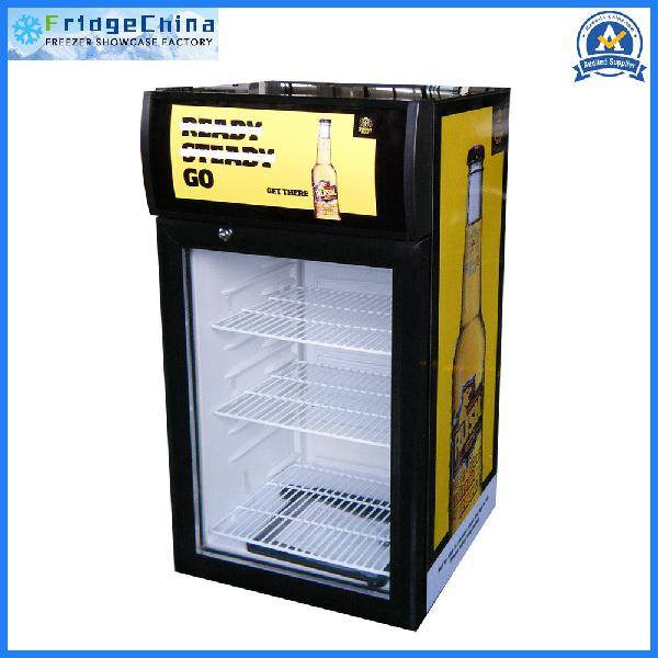 80L Upright Glass Door Branding Refrigerator