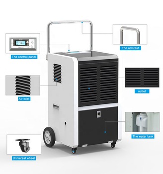 Movable water tank drainage industrial dehumidifier with handle for construction building emergency drying