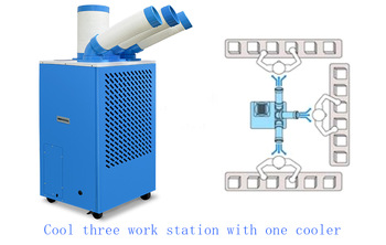 22000BTU camping spot cooler portable three outlet cooling pipes industrial coolers