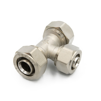 Hot Products Brass Screw Fitting Unequal Tee for PAP pipes Nickel Plated