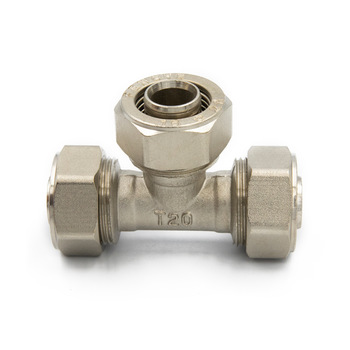 Hot Products Brass Screw Fitting Equal Tee for PAP pipes nickle plated