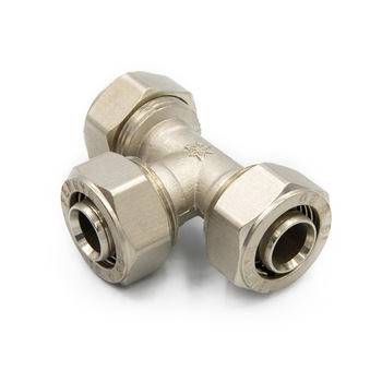 Hot Products Brass Screw Fitting Equal Tee for PAP pipes nickle plated