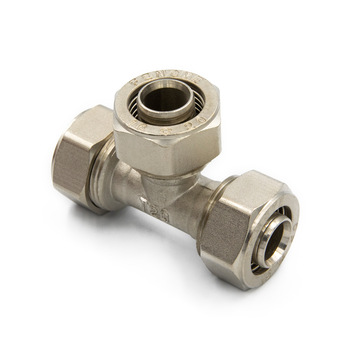 Hot Products Brass Screw Fitting Equal Tee for PAP pipes nickle plated