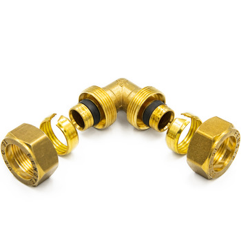 Super Quality Hot Sell Brass Screw Fitting Equal Elbow Copper Plumbing Screw Pex Pipe Fitting Polised
