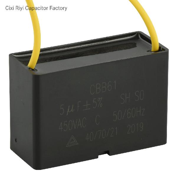 Cbb61 Fan Capacitor 5UF 450V with Wire for Motor Start Motor Run