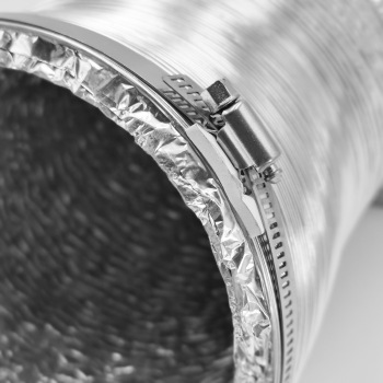 HVAC system parts 4 inch 25ft Non-Insulated aluminum foil ventilation flexible air duct with 2 clamps