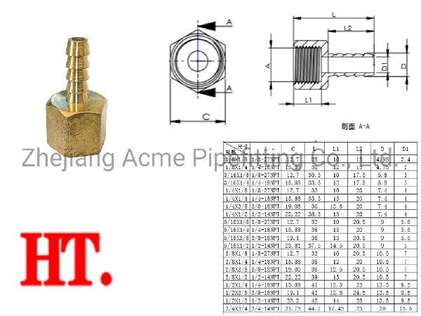 Brass Barb Adapter Hydraulic Hose Fitting (I. D X FIP)