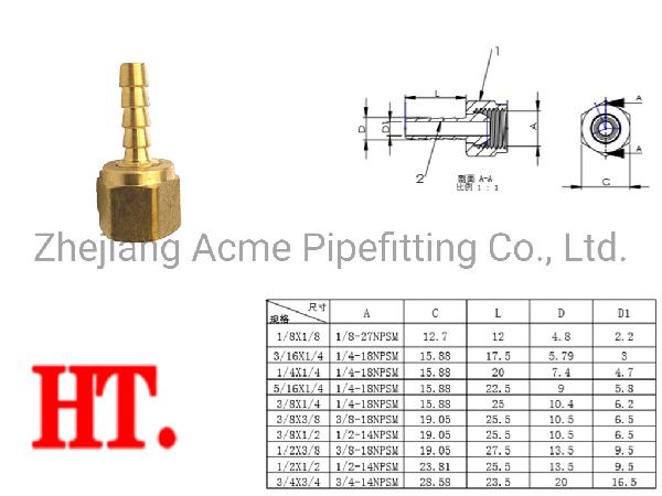 Brass Swivel Hose Barb Connector (I. D X O. D)