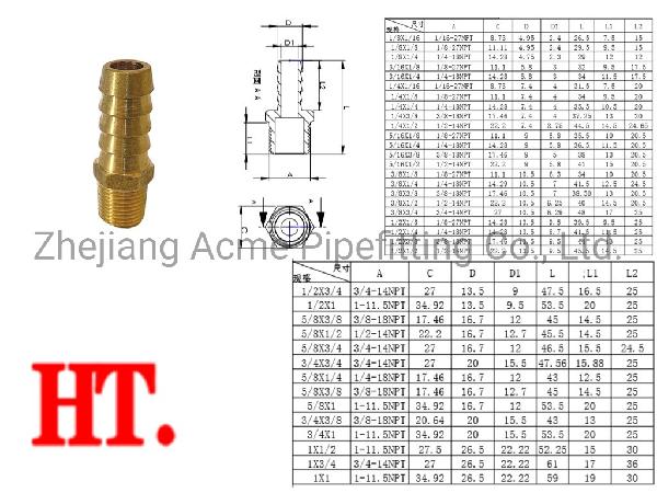 Male Hose Barb Adapter (I. D X MIP)