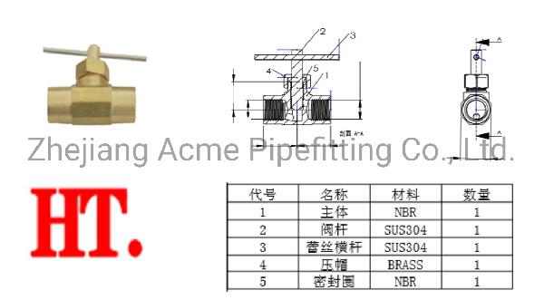 Brass Female and Female Needle Valve, 180 Degrees