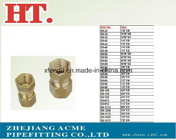 Brass Flare Comp Female Connector Fitting with Nut