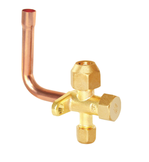 Air Conditioner 90 degree Bend Tube Valve, Air conditioning brass split valve