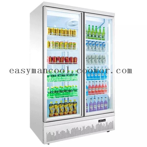 Swing 2 Doors Display Freezer , Upright Glass Door Display Refrigerator