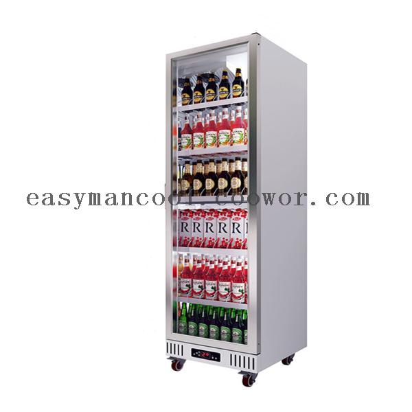 Fan cooling upright beverage display fridge refrigerator freezer single glass doors for energy drinks