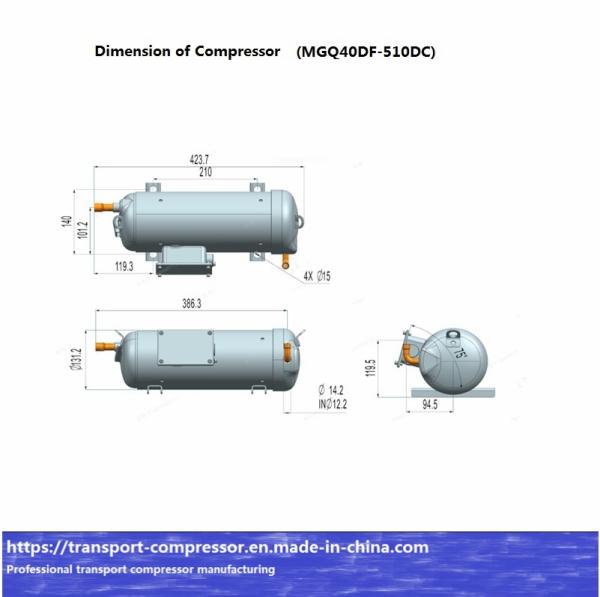 Vehcool MGQ40DF-510DV Hermetic Horizontal Transport bus Scroll Compressor