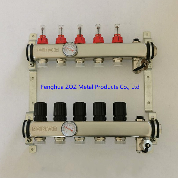 Stainless Steel Manifolds Set For Underfloor Heating With Adjustable Flow Meter