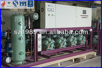 Low temperature piston type compressor cold storage room system