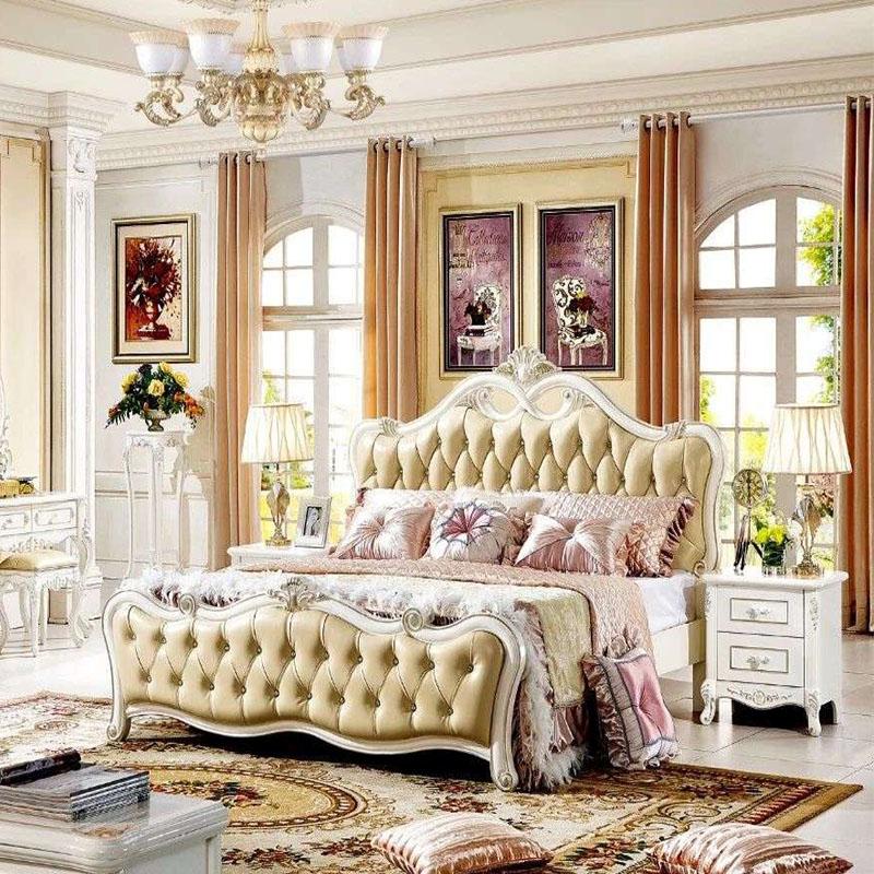 New Double Bed Luxury Leather Bed European Royalty Bed Waterproof Bedroom Furniture Bed