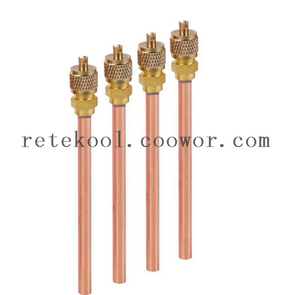 Refrigeration equipment copper access valve charging pin valve