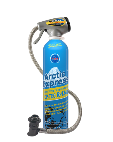 IDQ Ultra Synthetic Refrigerant TOP-TEC R-134a with Charge Gauge PLUS 870510 18oz./510g