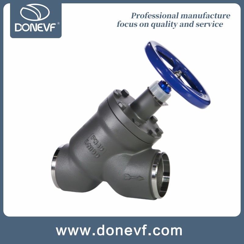 Direct flow stop valve for industrial refrigeration