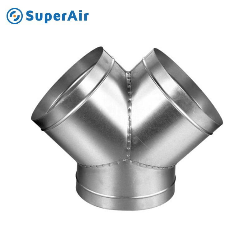 Ventilation Air Duct Spiral Duct Fittings 45 Degree Y Branch - Coowor.com