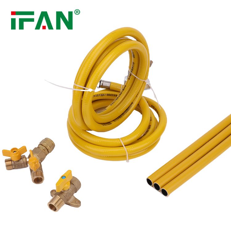 IFAN Factory DIN 8074 Gas Pipes OEM 30-500cm Stainless Steel Corrugated Pipe Yellow Flexible Hose