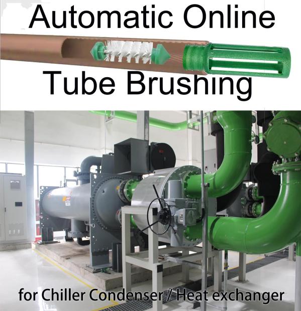 Automatic tube brushing condenser tube cleaning