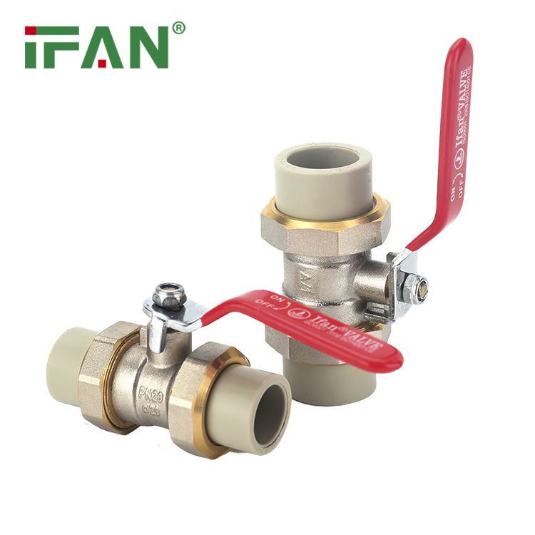 Ifan Water Supply Double Union Valve ASTM F2389 PPR Valve with Brass 20-63mm Gray PPR Ball Valve