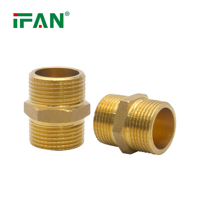 Ifan Hot Selling Brass Fittings ASTM F877 High Quality Brass Pipe Fitting Nipple 3/8 -2 Brass Thread Fittings