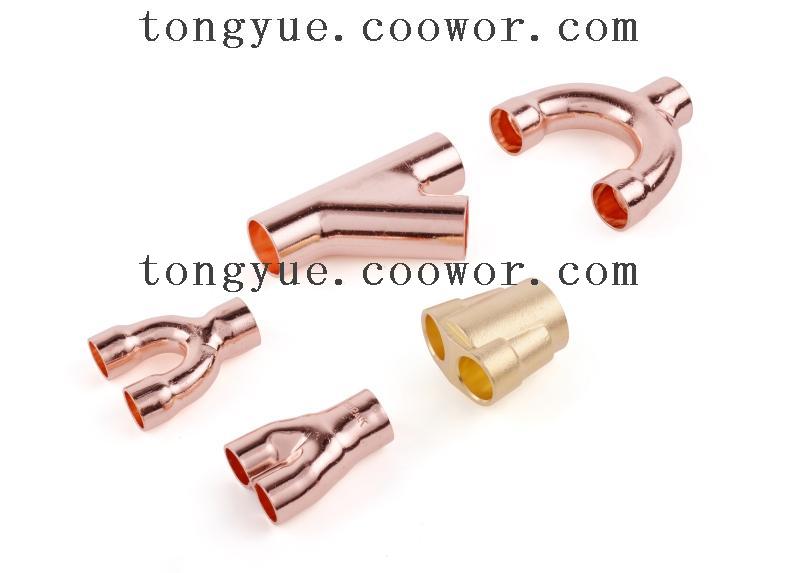 Copper Y tee pipe fitting