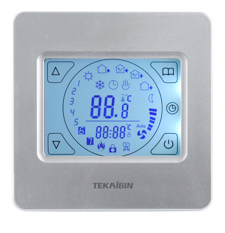 2016 TEKAIBIN 16A weekly programe touch screen floor heating thermostats silver electric heating room thermostats